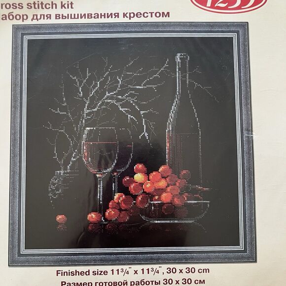 RIOLIS Counted Cross Stitch Kit Still Life With Red Wine Craft  11.75" X  11.75" - Picture 2 of 4